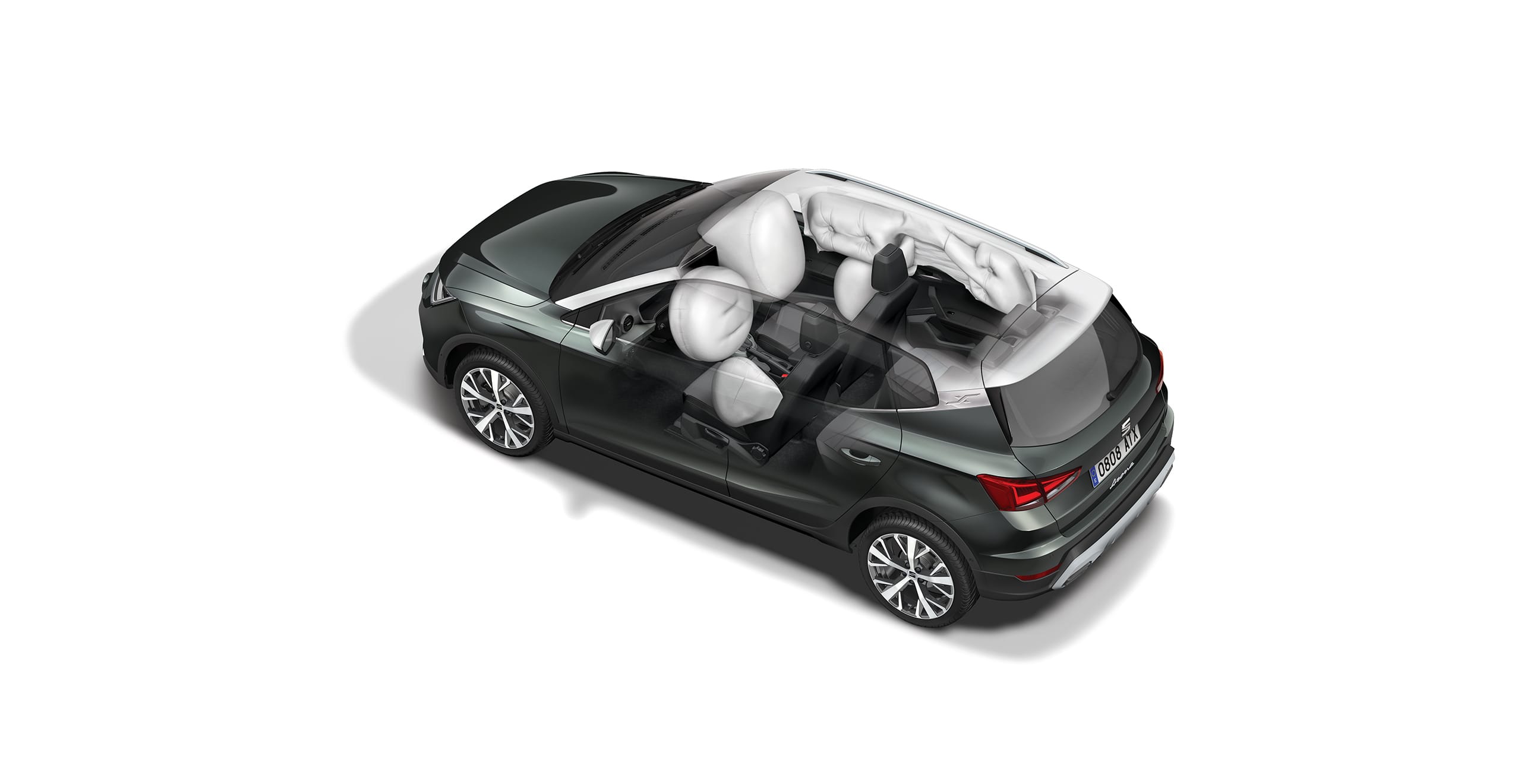 Vista superior del sistema d'airbags del SEAT Arona